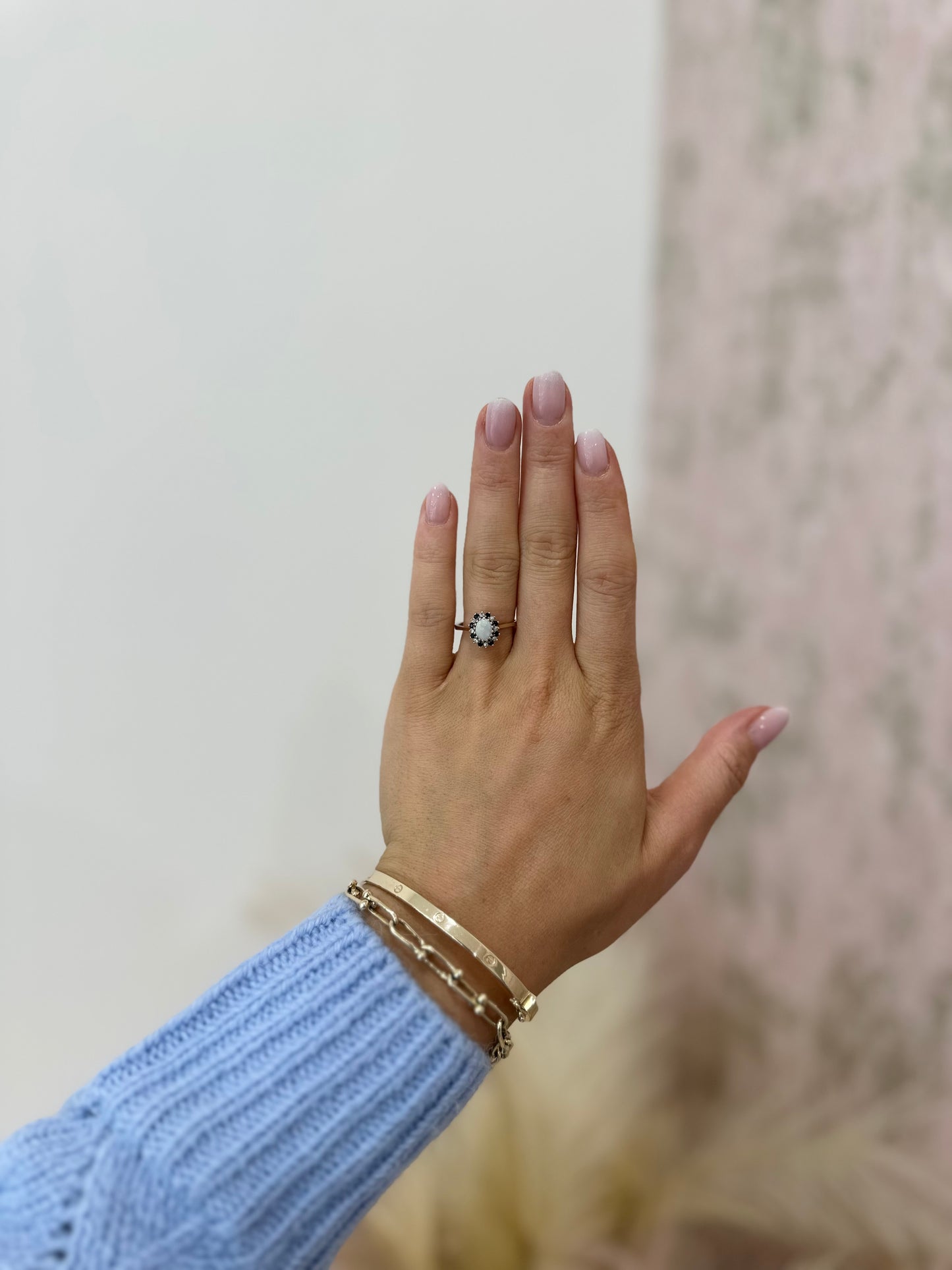 9ct Opal, Sapphire & Diamond Ring