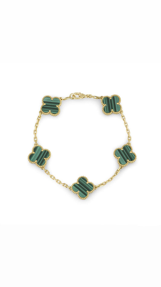 Casey Five Clover Malachite Bracelet