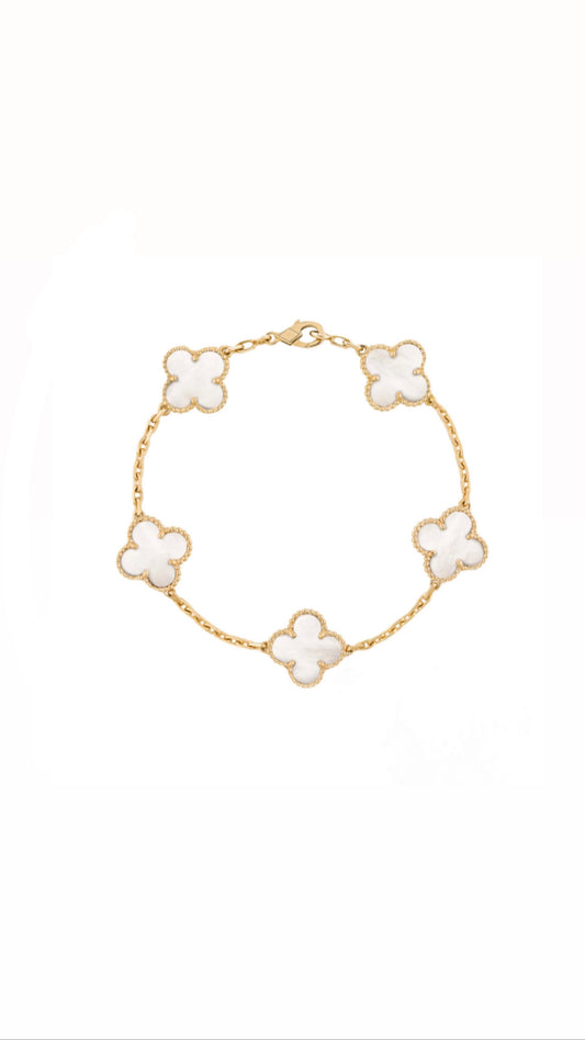 Casey Five Clover White Bracelet